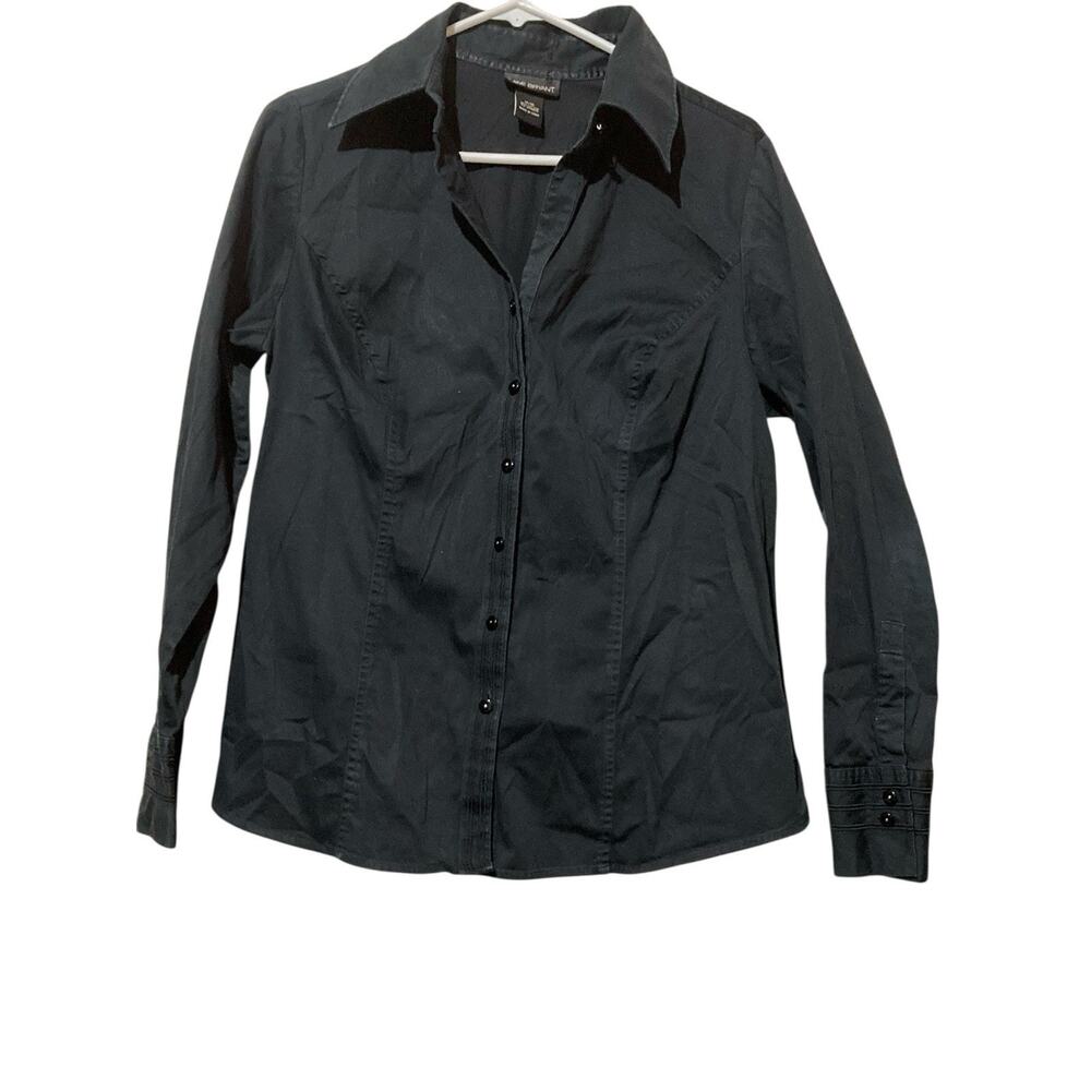 Lane Bryant Women's Size 14/16 Black Long Sleeve‎ Button Front Shirt